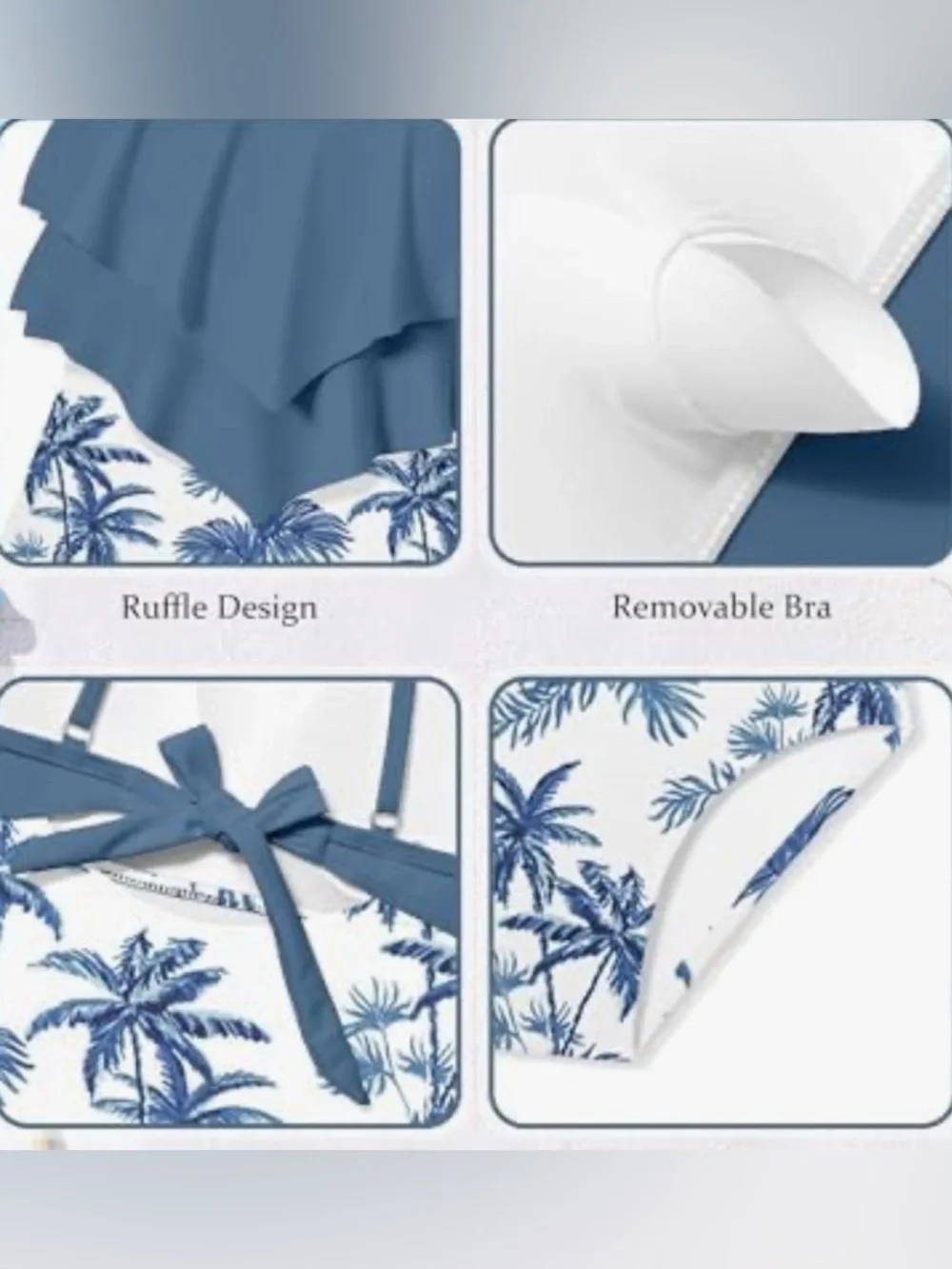 New-Elegant classic 2piece Blue & White Bikini Padded adjustable straps